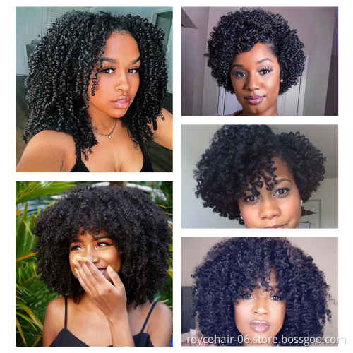 12A Fumi Super Double Drawn Raw Virgin Cuticle Aligned Short Curly Pixie Cut Human Hair Fringe Wigs with Bang For Black Women